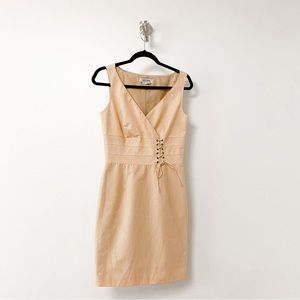 Anthro Kay Unger Holiday Winter Party Striped Side Corset Tie Creamsicle Miniโ